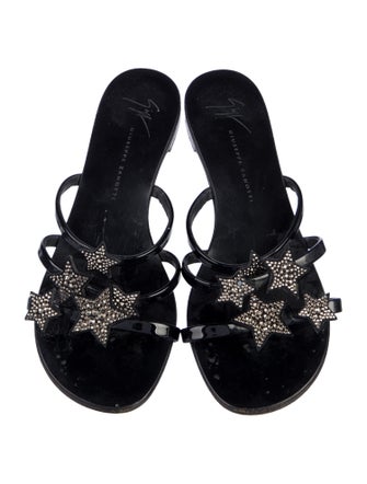 Giuseppe Zanotti Patent Leather Crystal Embellishments Slides