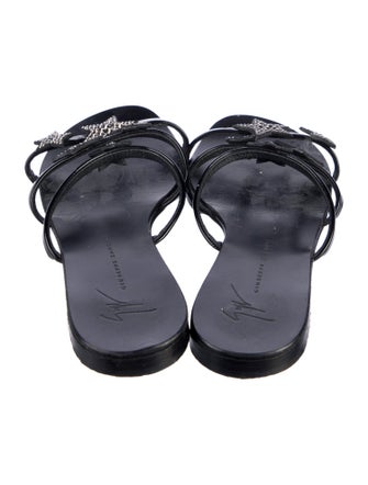 Giuseppe Zanotti Patent Leather Crystal Embellishments Slides