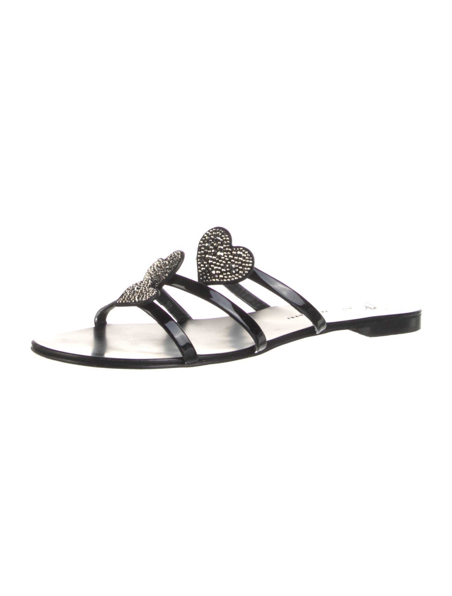 Giuseppe Zanotti Patent Leather Crystal Embellishments Slides