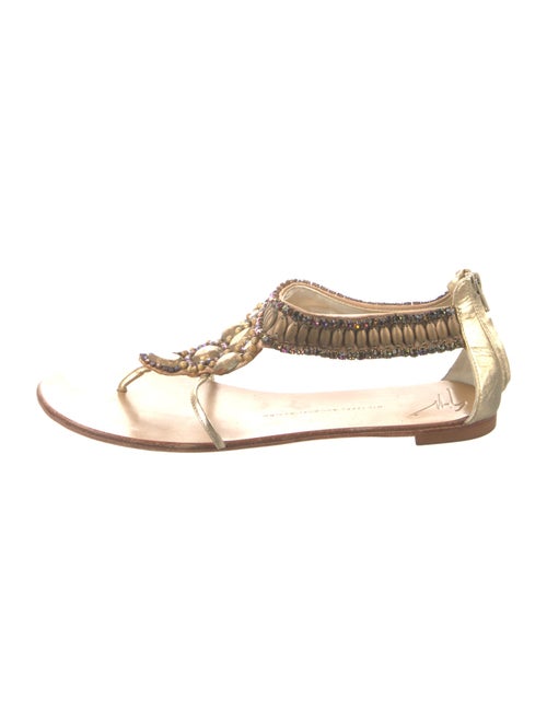 Giuseppe Zanotti Leather Crystal Embellishments T-Strap Sandals