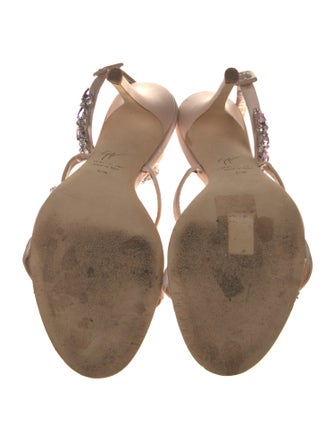 Giuseppe Zanotti Satin Crystal Embellishments T-Strap Sandals