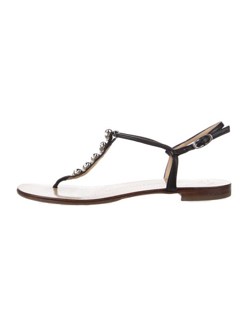 Giuseppe Zanotti Leather Studded Accents T-Strap Sandals
