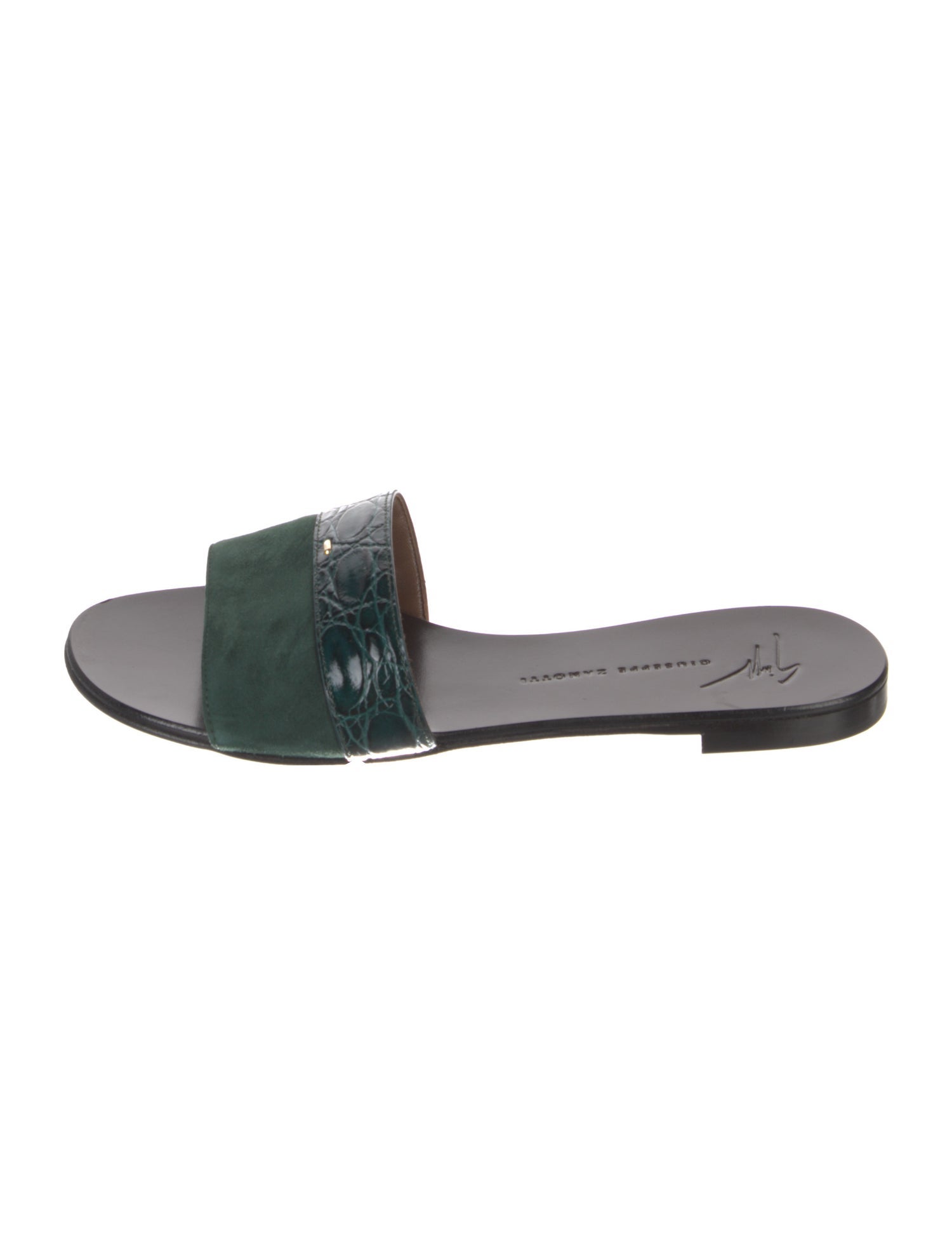 Giuseppe Zanotti Suede Leather Trim Embellishment Slides