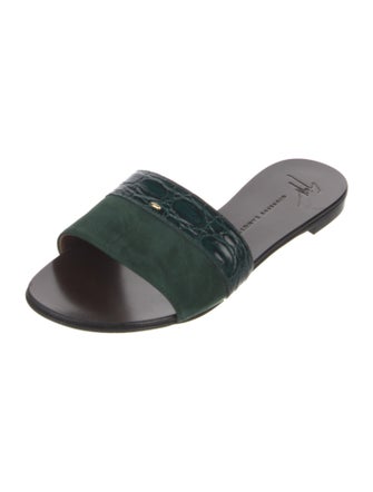 Giuseppe Zanotti Suede Leather Trim Embellishment Slides