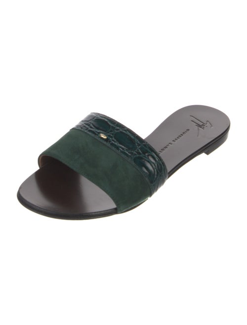 Giuseppe Zanotti Suede Leather Trim Embellishment Slides