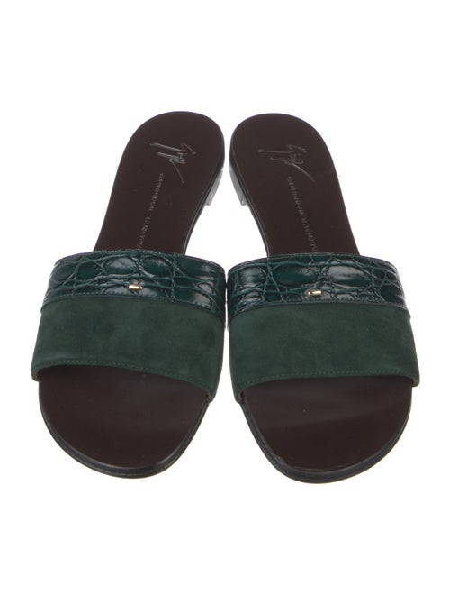 Giuseppe Zanotti Suede Leather Trim Embellishment Slides