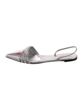 Giuseppe Zanotti Patent Leather Crystal Embellishments Slingback Flats