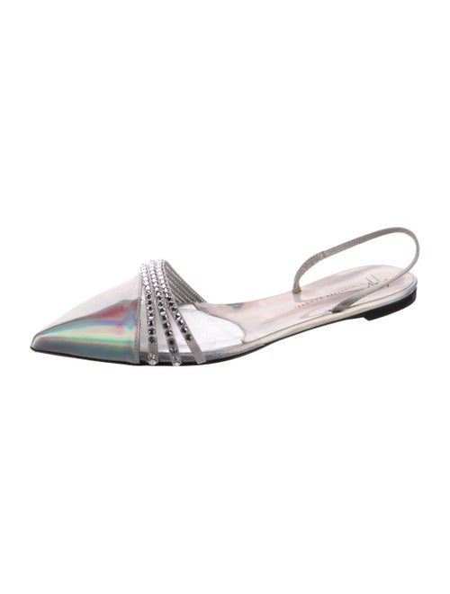 Giuseppe Zanotti Patent Leather Crystal Embellishments Slingback Flats