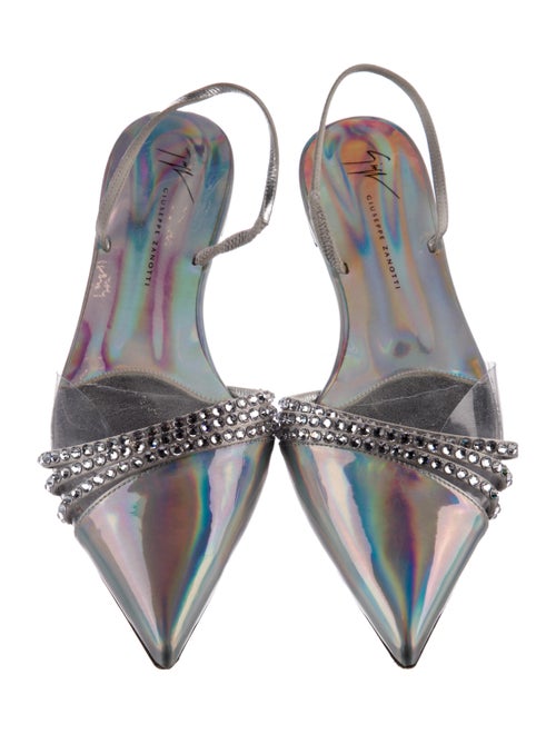 Giuseppe Zanotti Patent Leather Crystal Embellishments Slingback Flats