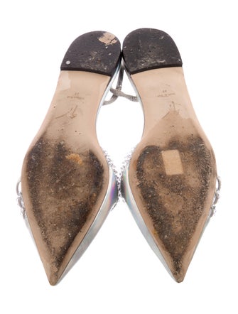 Giuseppe Zanotti Patent Leather Crystal Embellishments Slingback Flats