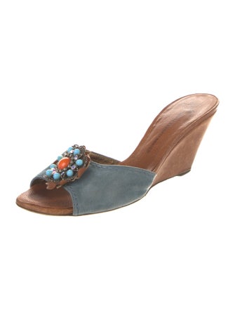 Giuseppe Zanotti Suede Floral Print Slides