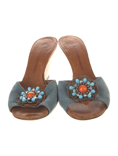 Giuseppe Zanotti Suede Floral Print Slides