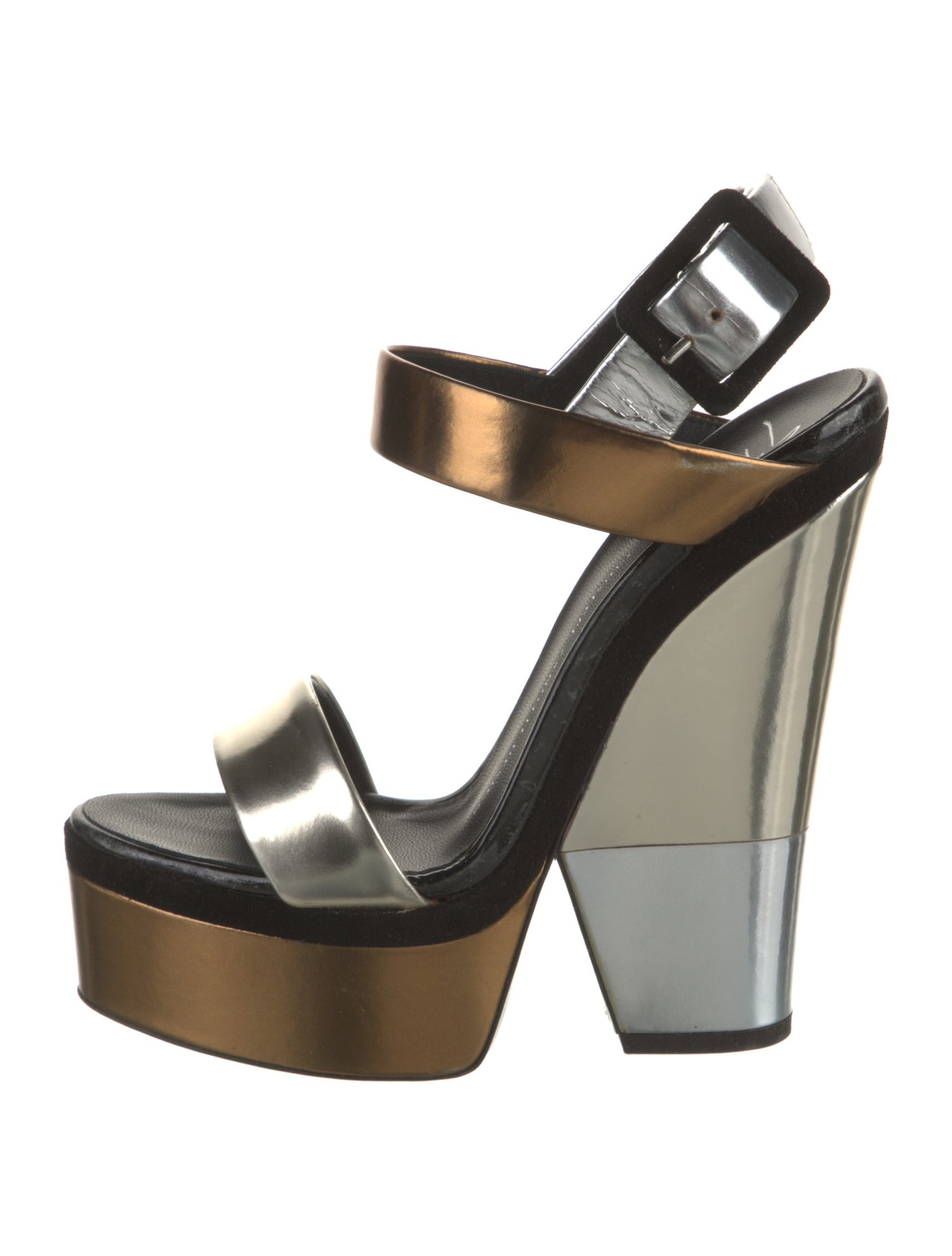 Giuseppe Zanotti Leather Colorblock Pattern Slingback Sandals