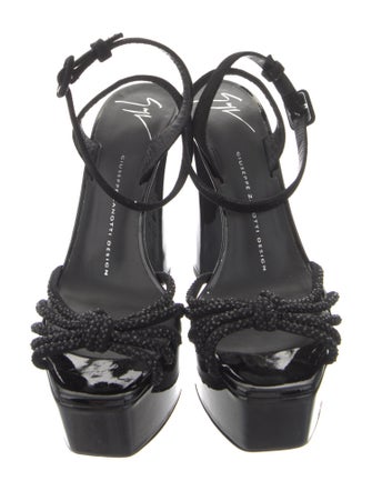 Giuseppe Zanotti Patent Leather Crystal Embellishments Sandals