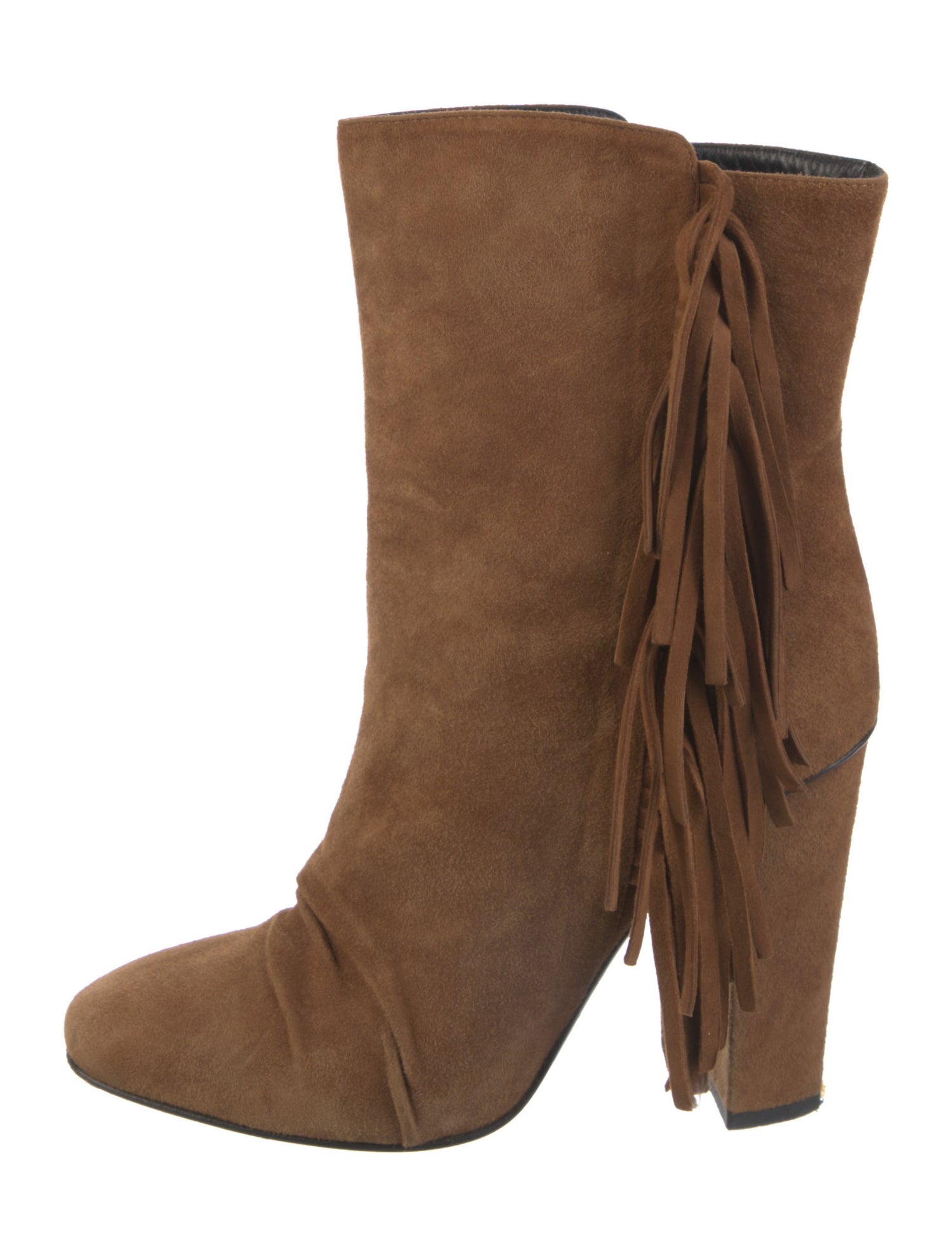 Giuseppe Zanotti Suede Fringe Trim Accent Boots