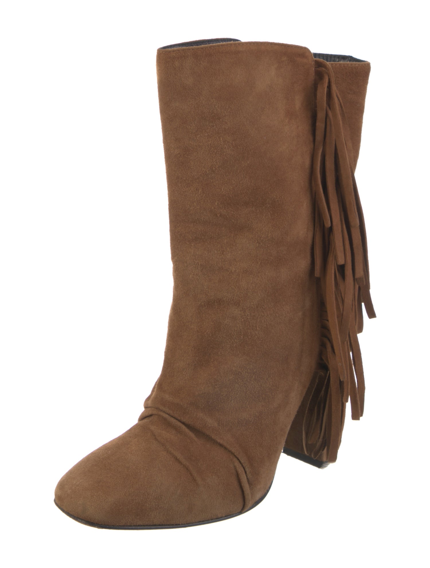 Giuseppe Zanotti Suede Fringe Trim Accent Boots