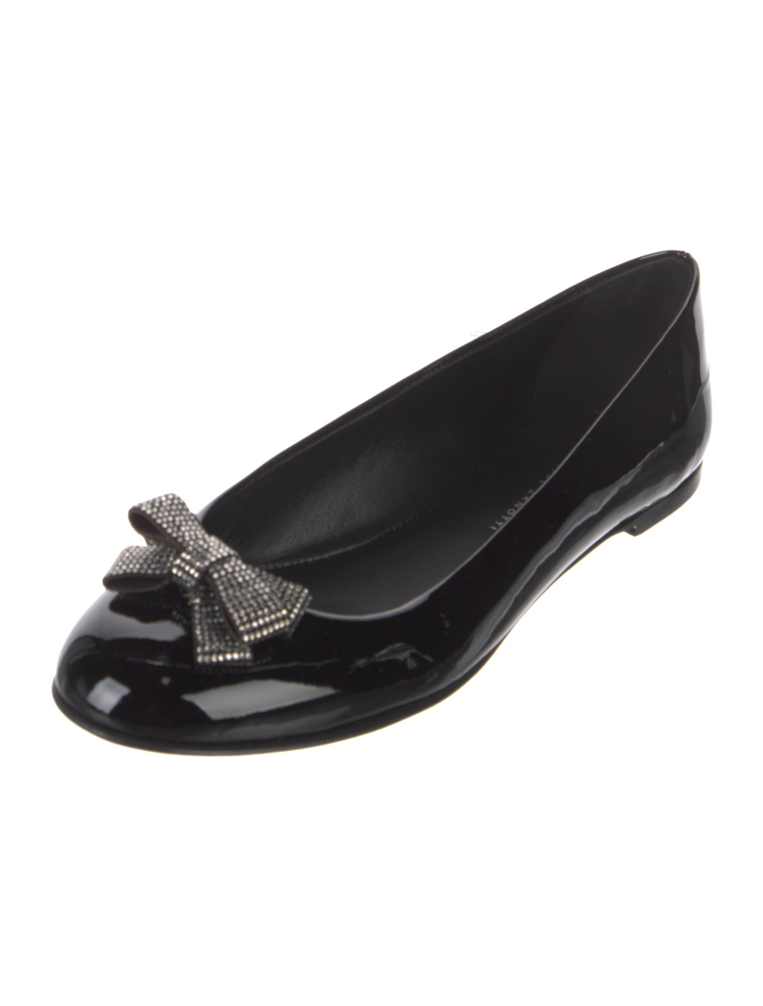 Giuseppe Zanotti Patent Leather Leather Trim Embellishment Ballet Flats