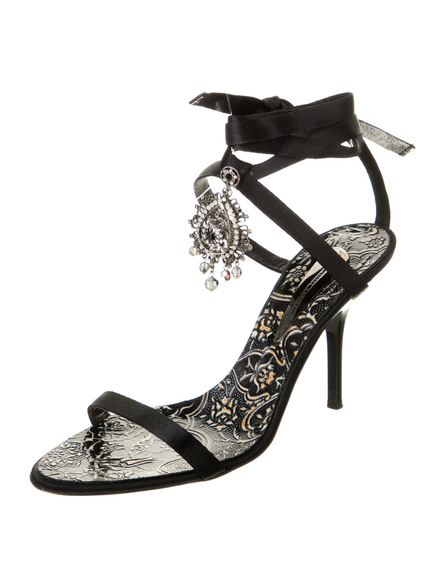 Giuseppe Zanotti Satin Crystal Embellishments Sandals