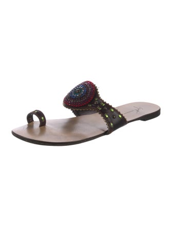 Giuseppe Zanotti Leather Crystal Embellishments Slides