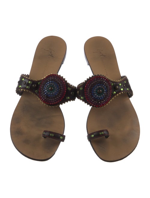 Giuseppe Zanotti Leather Crystal Embellishments Slides