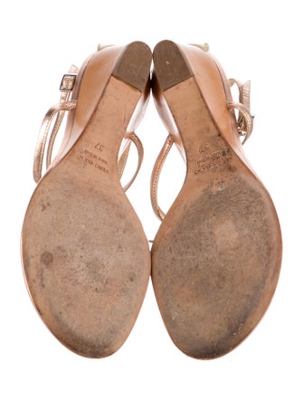 Giuseppe Zanotti Leather Crystal Embellishments T-Strap Sandals