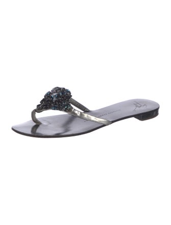 Giuseppe Zanotti Leather Crystal Embellishments Slides