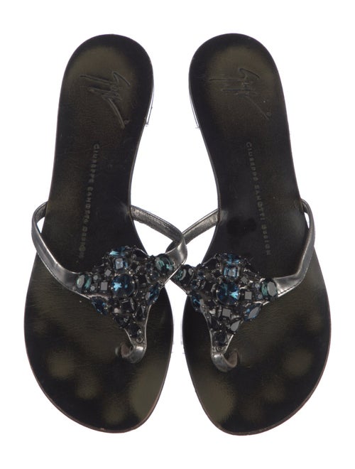 Giuseppe Zanotti Leather Crystal Embellishments Slides