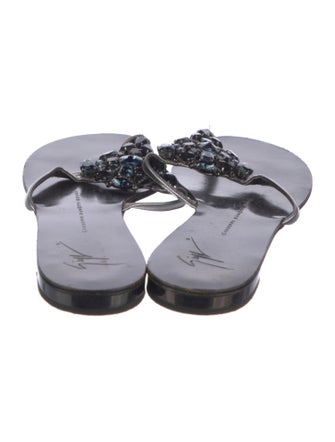 Giuseppe Zanotti Leather Crystal Embellishments Slides