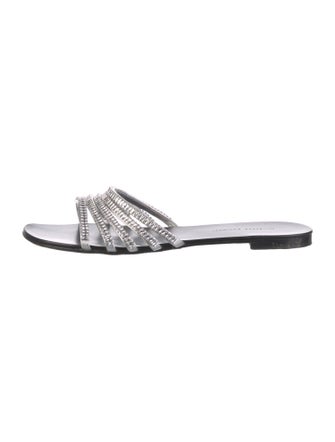 Giuseppe Zanotti Leather Crystal Embellishments Slides