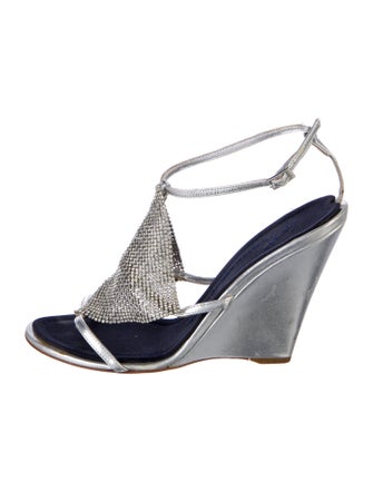 Giuseppe Zanotti Leather Crystal Embellishments T-Strap Sandals