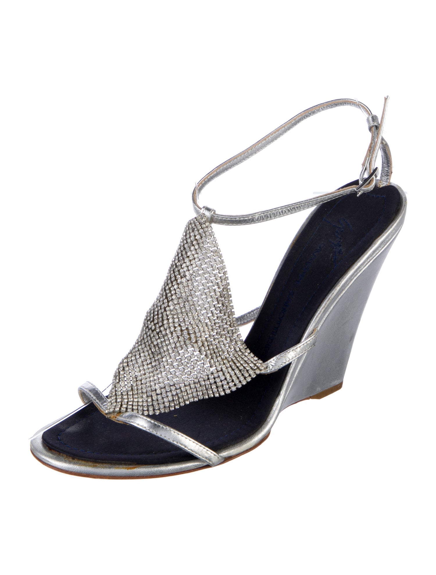 Giuseppe Zanotti Leather Crystal Embellishments T-Strap Sandals