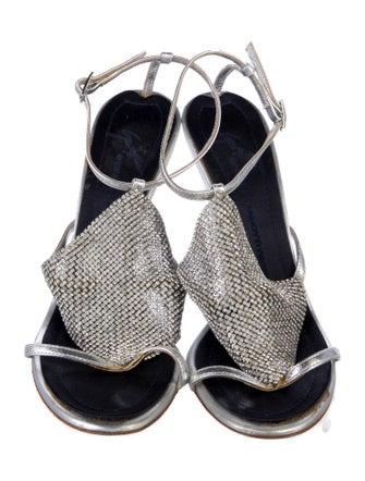 Giuseppe Zanotti Leather Crystal Embellishments T-Strap Sandals