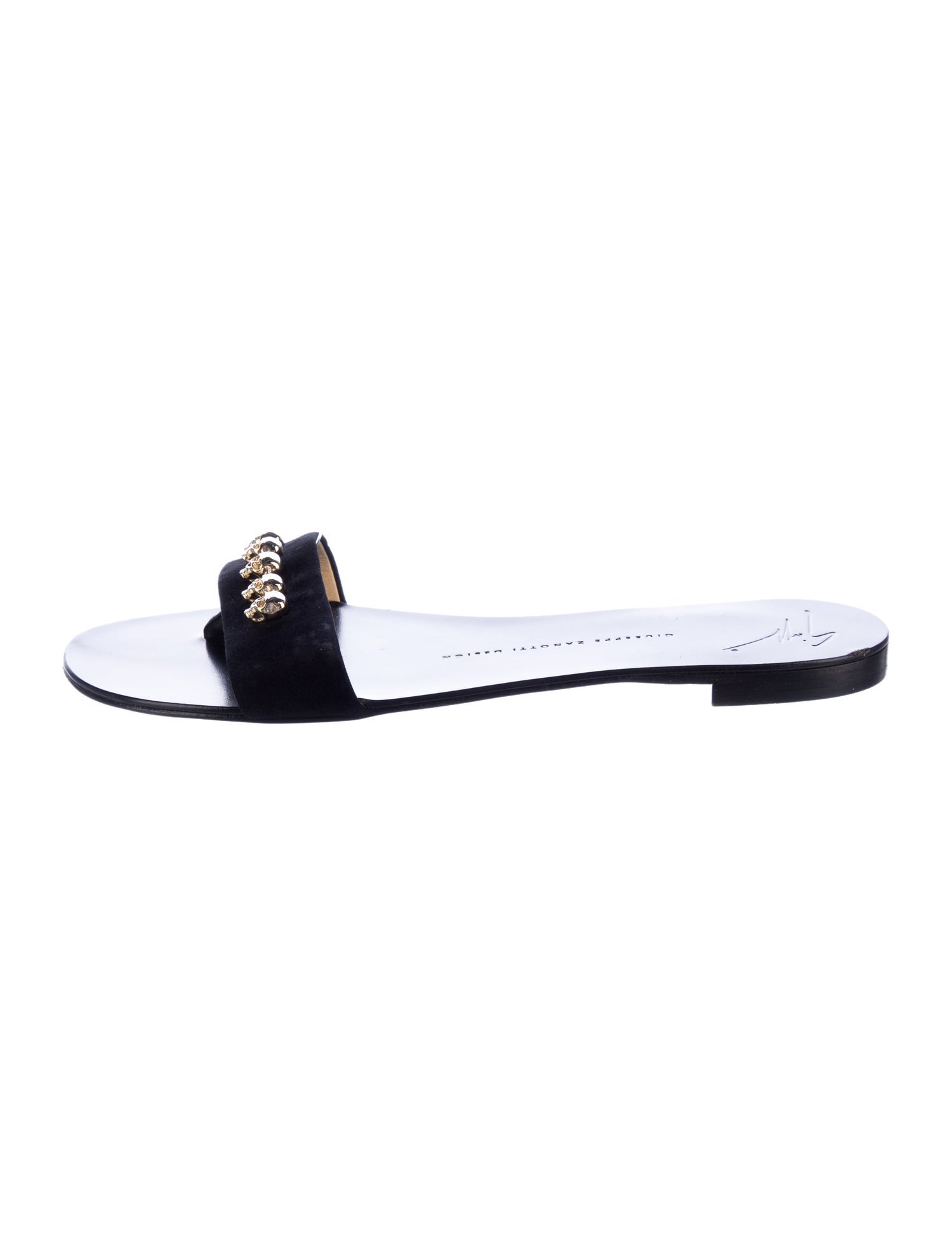 Giuseppe Zanotti Leather Crystal Embellishments Slides