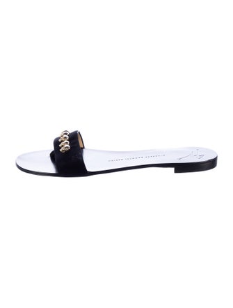 Giuseppe Zanotti Leather Crystal Embellishments Slides