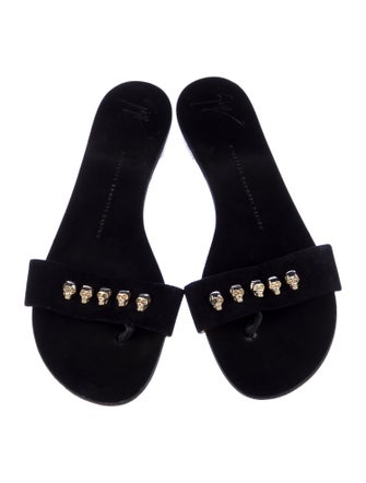Giuseppe Zanotti Leather Crystal Embellishments Slides