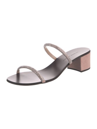Giuseppe Zanotti Suede Crystal Embellishments Slides