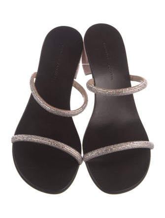 Giuseppe Zanotti Suede Crystal Embellishments Slides