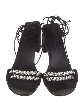 Giuseppe Zanotti Suede Crystal Embellishments Sandals