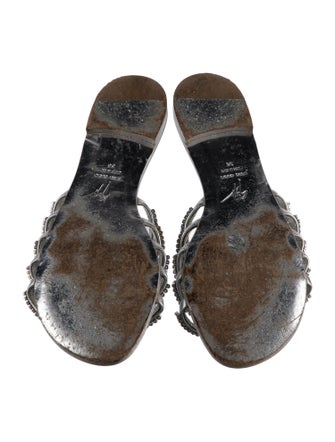 Giuseppe Zanotti Leather Crystal Embellishments Slides