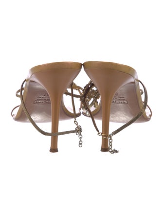 Giuseppe Zanotti Leather Chain-Link Accents T-Strap Sandals