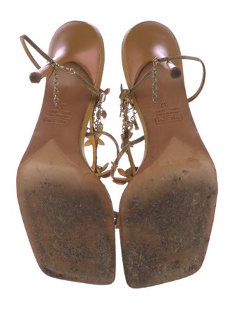 Giuseppe Zanotti Leather Chain-Link Accents T-Strap Sandals