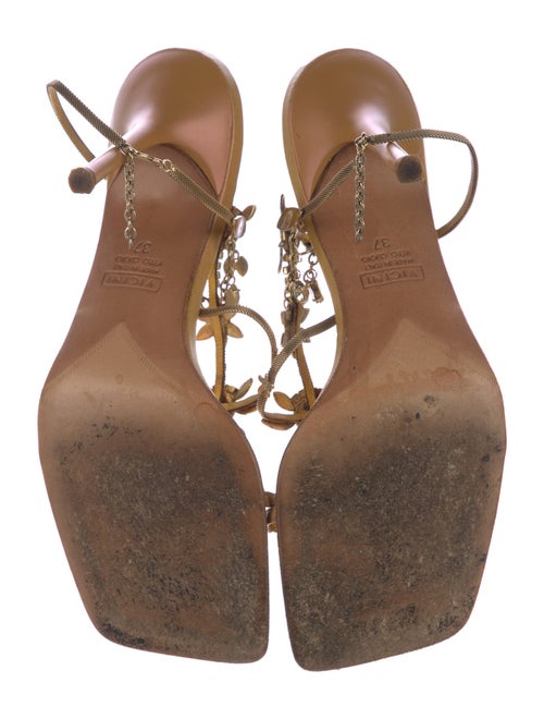 Giuseppe Zanotti Leather Chain-Link Accents T-Strap Sandals