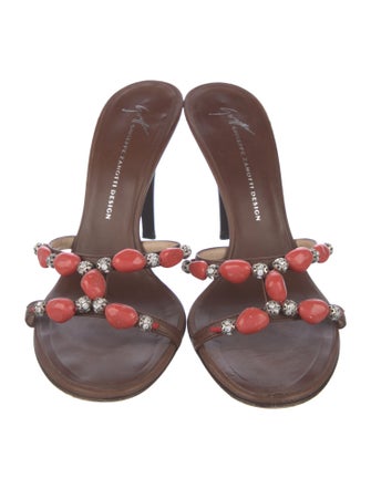 Giuseppe Zanotti Leather Crystal Embellishments Slides