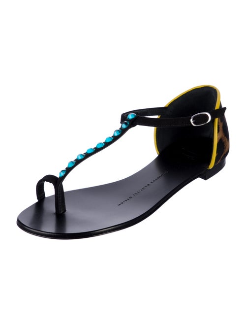 Giuseppe Zanotti Leather Animal Print T-Strap Sandals