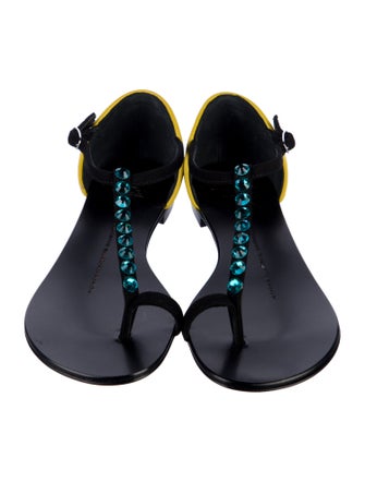 Giuseppe Zanotti Leather Animal Print T-Strap Sandals