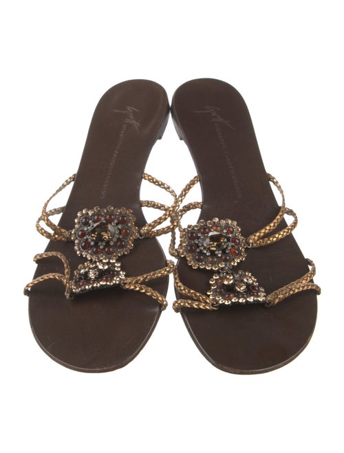 Giuseppe Zanotti Leather Crystal Embellishments Slides