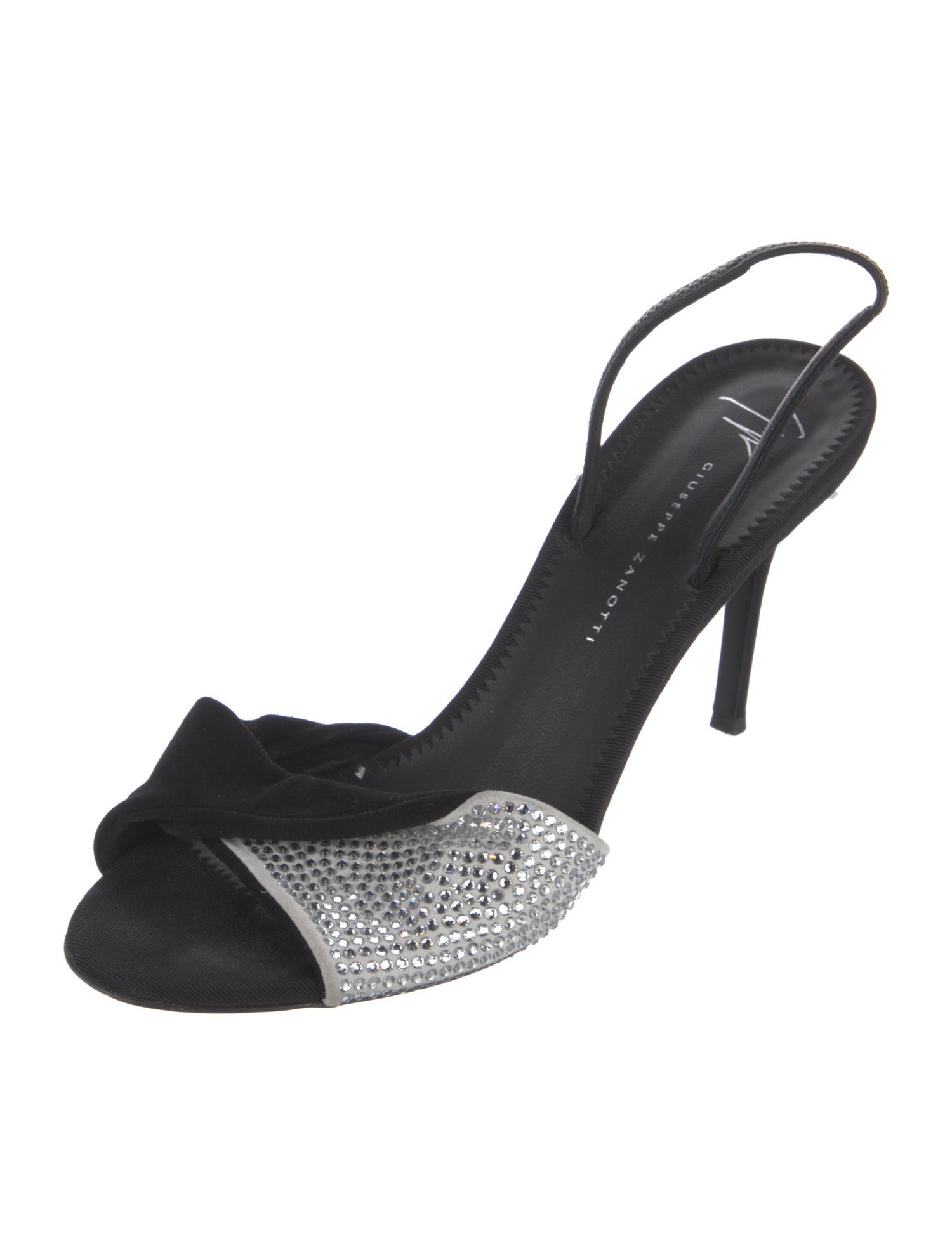Giuseppe Zanotti Suede Crystal Embellishments Slingback Sandals