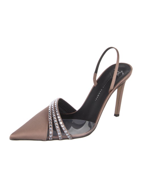 Giuseppe Zanotti Satin Crystal Embellishments Slingback Pumps