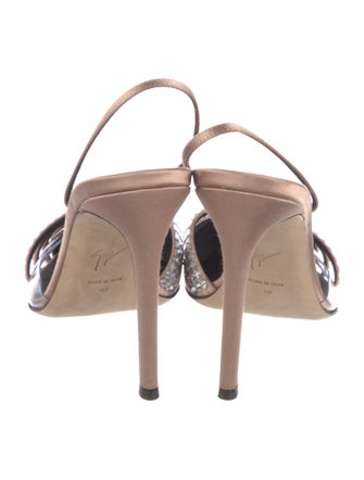 Giuseppe Zanotti Satin Crystal Embellishments Slingback Pumps