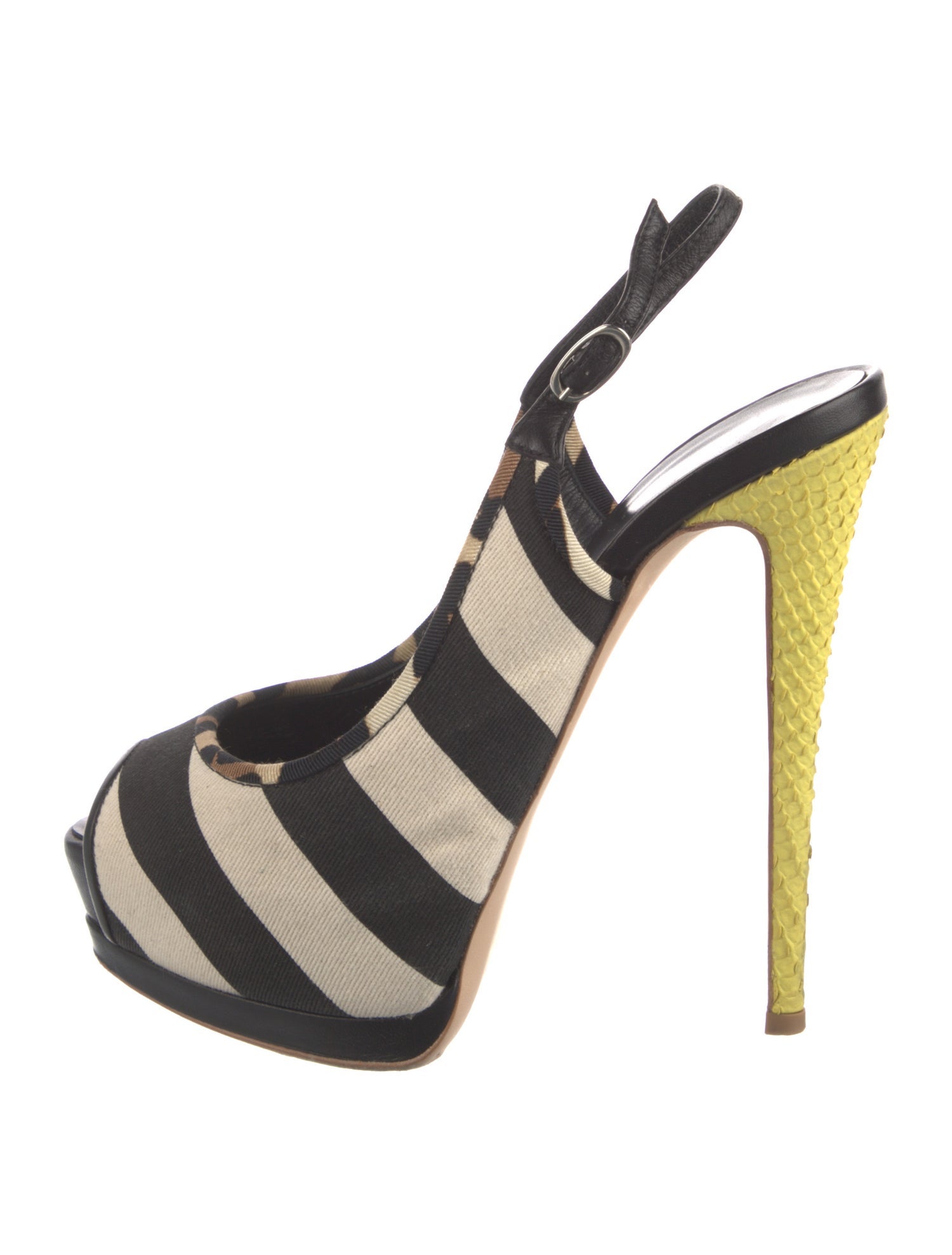 Giuseppe Zanotti Canvas Striped Slingback Pumps